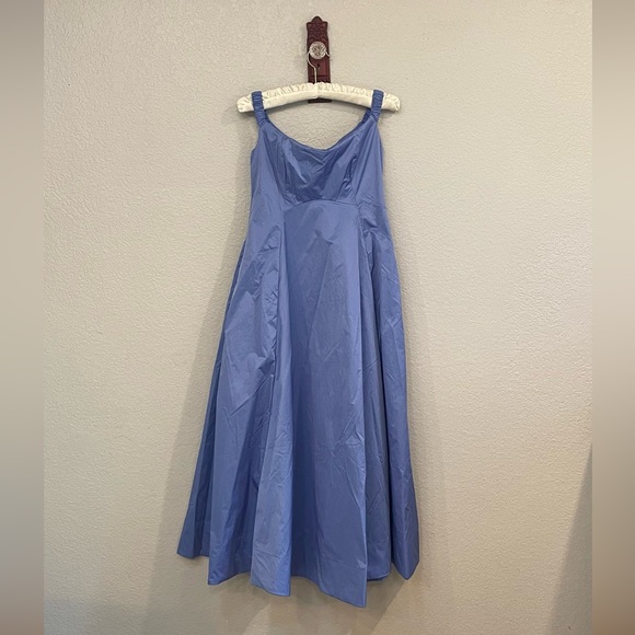 NWOT Free People Formal Prom Iris Blue Midi Dress Off The Shoulder Ruched - Picture 6 of 7